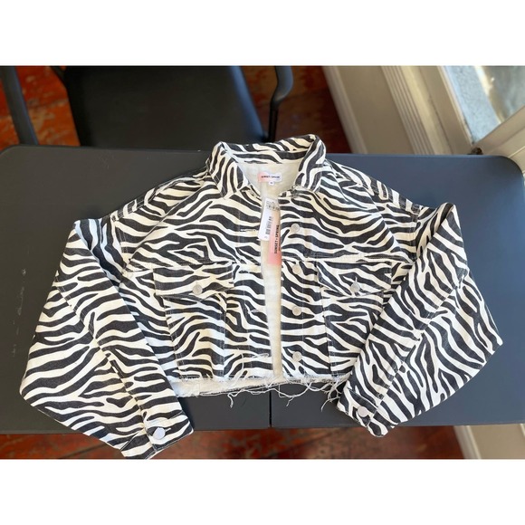 NWT Sunset & Spring cutoff zebra denim jacket - Picture 4 of 5